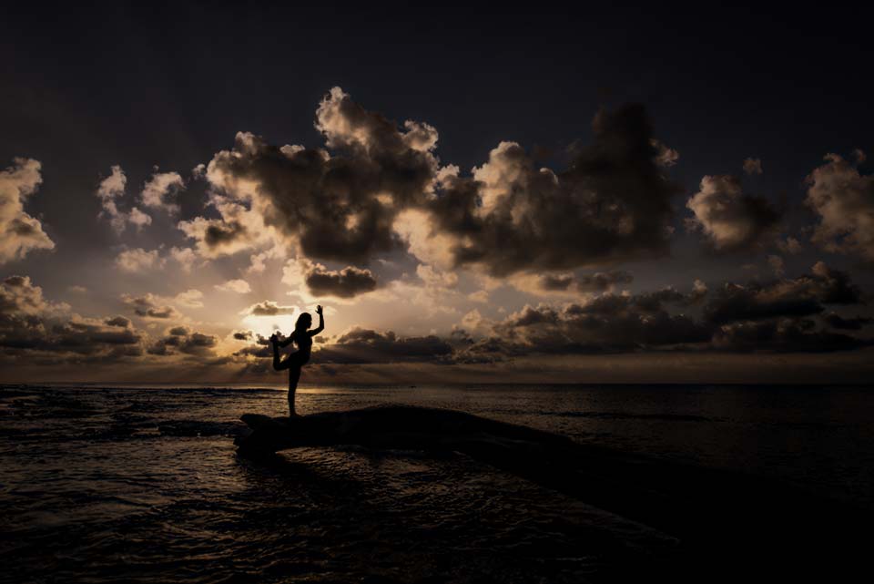 Dramatic Sunset with Yoga