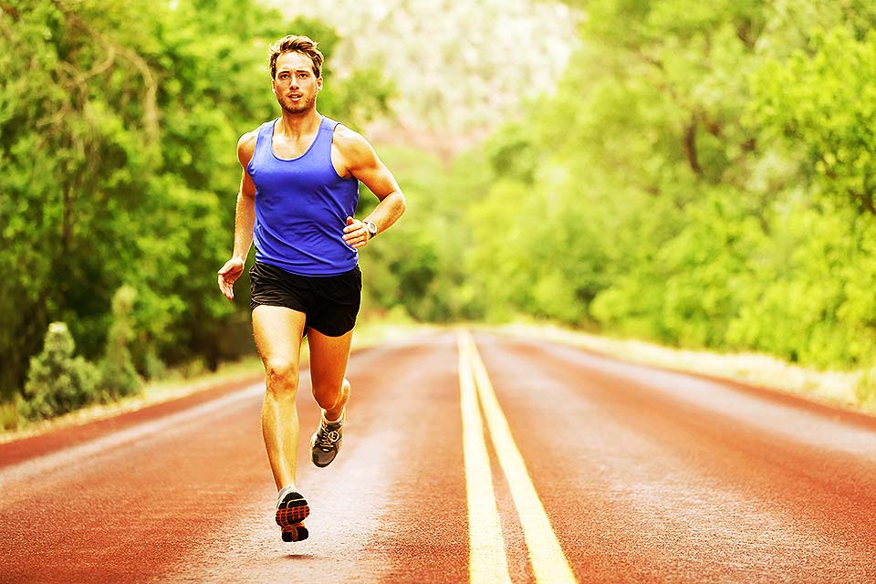 Running on a Hot Road in Summer