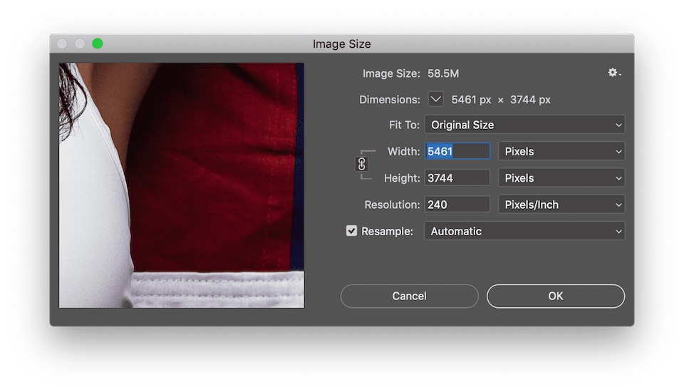 Photoshop Image Size Dialog