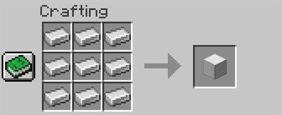 crafting iron block from iron ingots