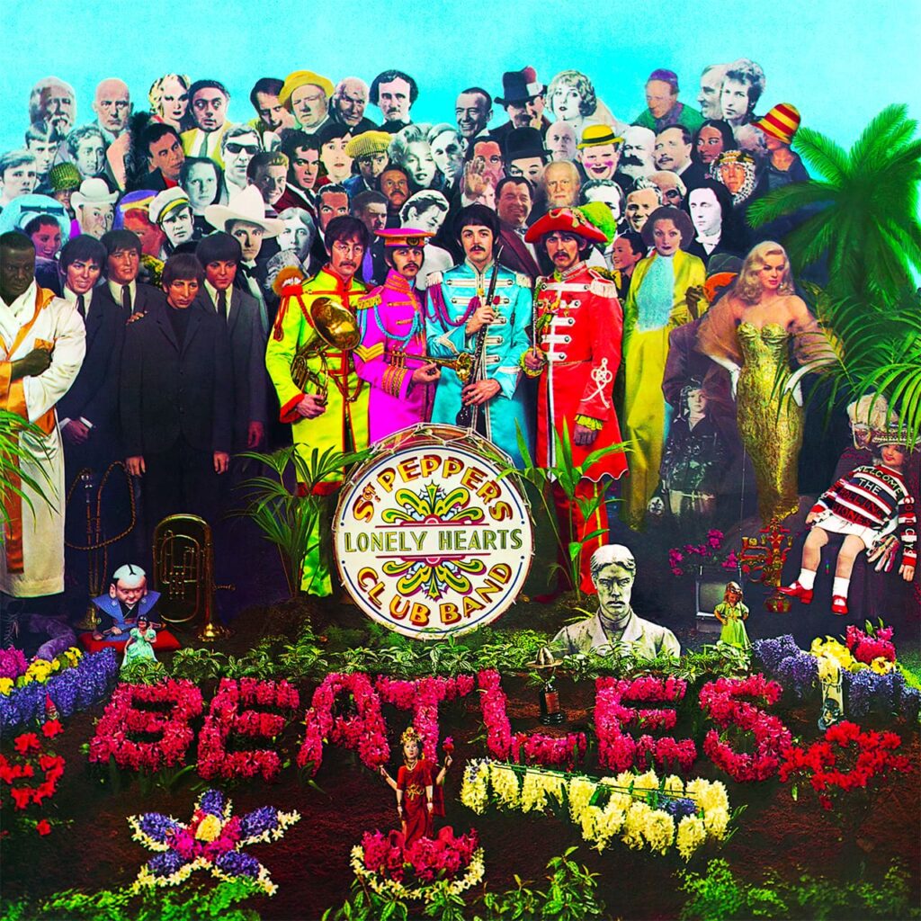 album cover art for the Beatles' Sgt. Pepper's Lonely Hearts Club Band